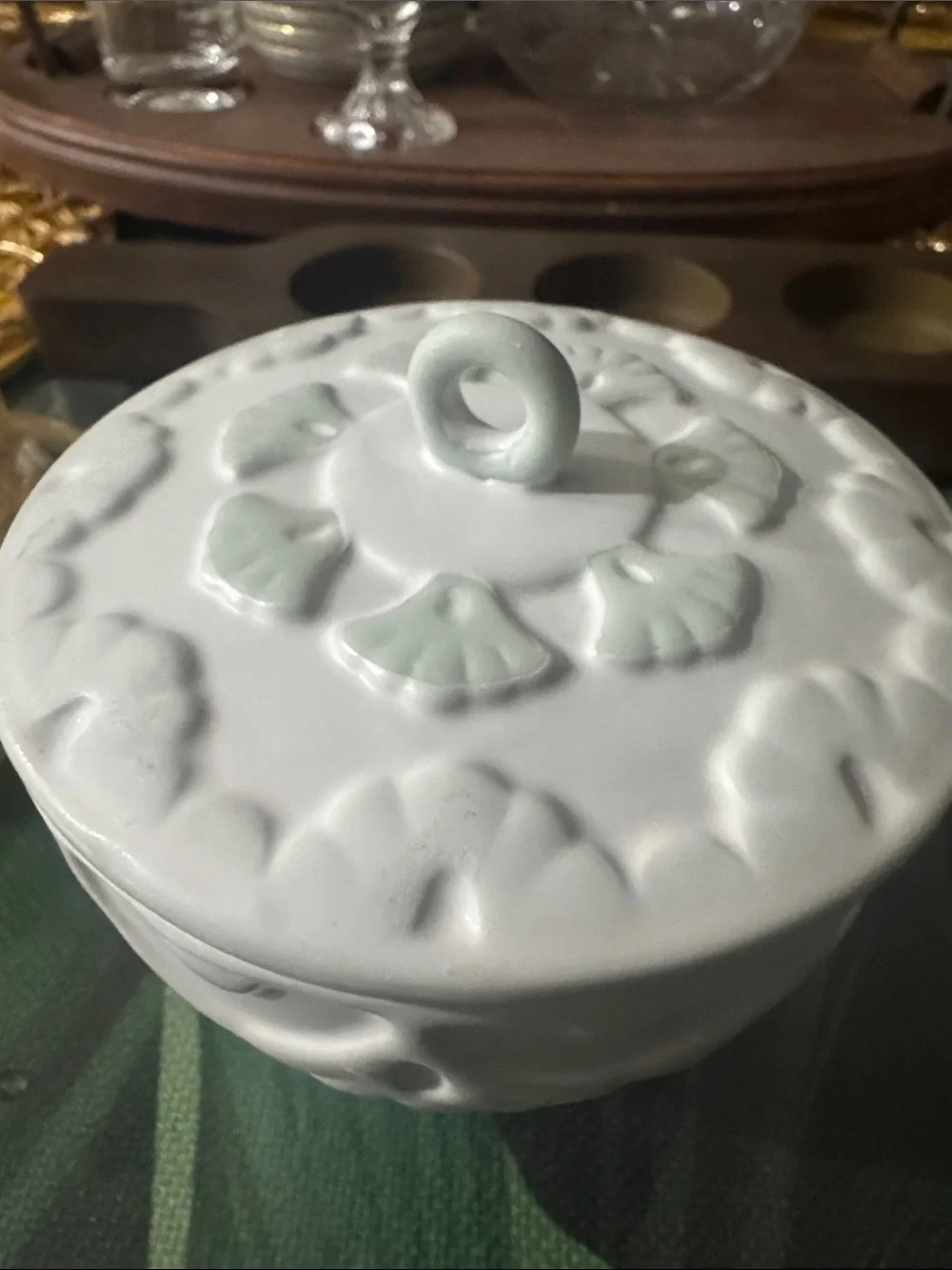 Anthropologie trinket Box ceramic Lidded Decorative Classic Home Accents